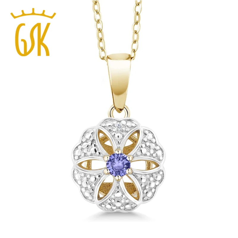 GemStoneKing Женские винтажные ювелирные изделия 0 12 cttw круглый синий Танзанит 18 К