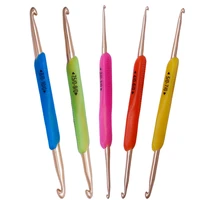 nonvor 5pcs colorful soft double ended aluminum crochet hook sewing tools craft hand made diy multifunctional knitting tool