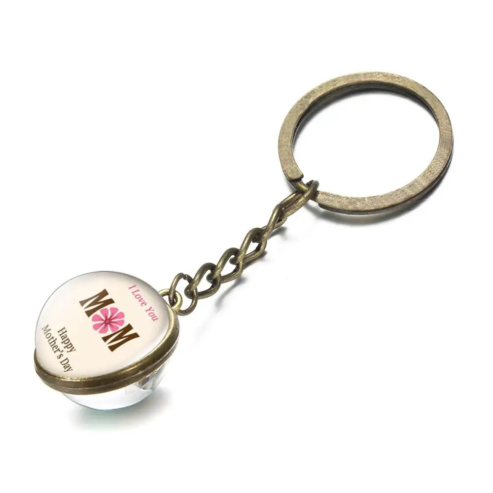 I Love Mom (Я люблю маму) арт узор брелки для ключей Стекло мяч двойная сторона с