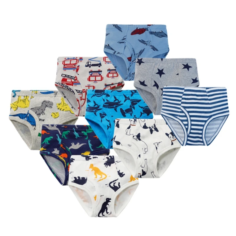 3 unids/set dinosaurio de dibujos animados de Ni&ntilde;os de algod&oacute;n calzoncillos de estilo Boxer ni&ntilde;os bragas acogedor ropa interior de dibujos animados de medias para ni&ntilde;os pantalones cortos de 3-10 a&ntilde;os-4