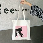 Забавная Женская Холщовая Сумка на плечо с принтом черного кота, графические сумки для покупок 90-х, модные милые сумки в стиле Харадзюку, Холщовая Сумка-тоут