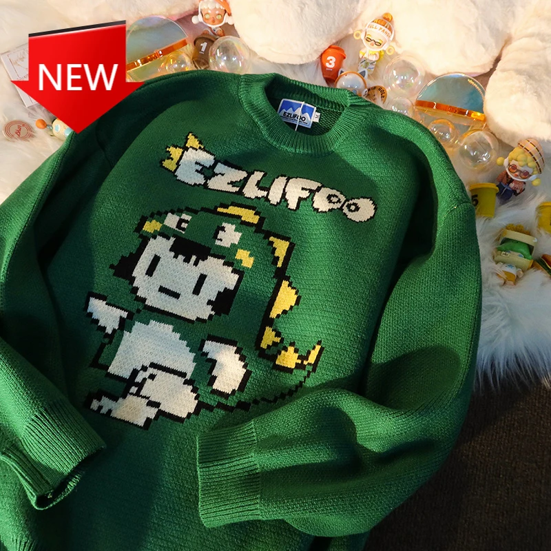 

Long Sleeve Tops Y2k Aesthetic Harajuku Pullover Knitted Coat Korean Fashion Kawaii Winter Clothes Women Jumper Sweater Oversize
