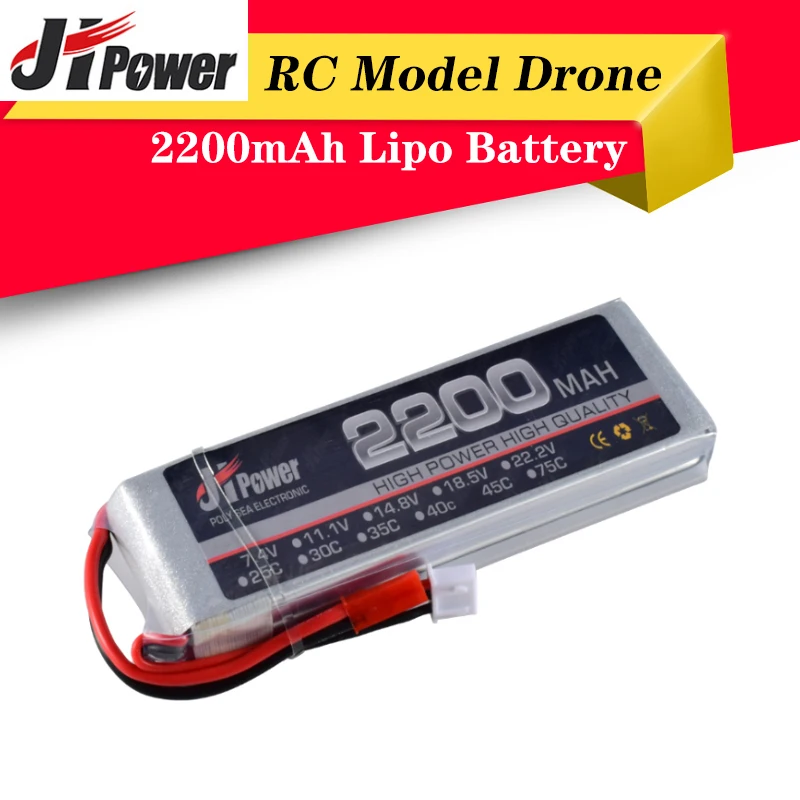 

High Quality JHPower 7.4V 2200mAh 2S 45C Original Rechargeable Lipo Battery with JST Plug for RC Model Drone