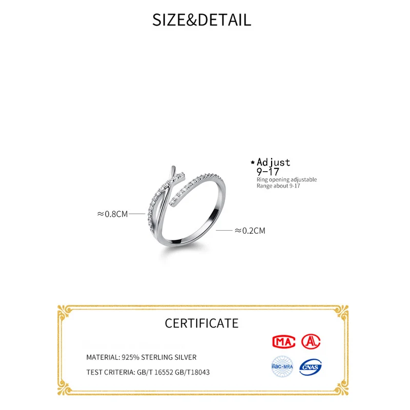 Кольцо женское из серебра 925 пробы с изменяемым размером