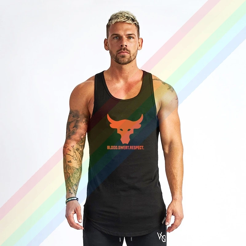 

Dark Red Brahma Bull Logo Project - Rock Comfortable Bodybuilding Tank Tops For Men Summer Gym Clothing Customized Vest Shirts