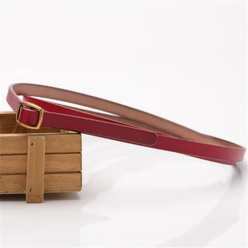 Ремень женский из натуральной кожи тонкий узкий пояс в винтажном стиле с