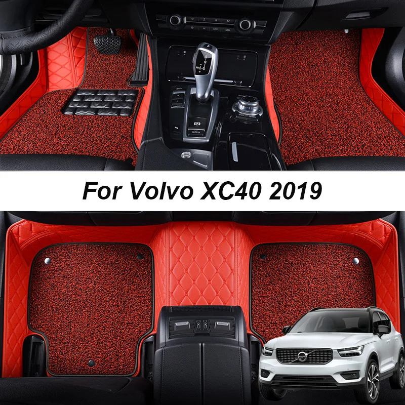 

Double layer Leather interior Parts Customized Car Floor Mats For Volvo XC40 2019 Carpets Rugs Pads Accessories