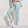 Sport Yoga Leggings Women Seamless Gym Clothing Fitness High Waist Push Up Workout Tights Solid Ribbed Pants 4