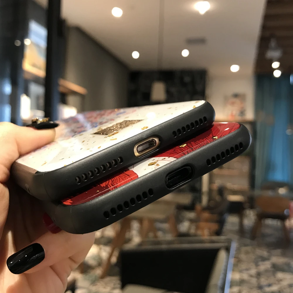 Case For iPhone 7 8 6 6s Plus Soft TPU Granite Geometry Cover X XS Max XR oft Gold Foil Marble Bling Phone |