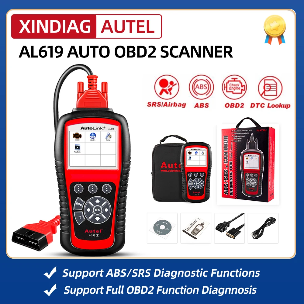 

Autel AutoLink AL619 считыватель кодов для двигателя ABS SRS подушки безопасности OBD2 автомобильный сканер инструмент