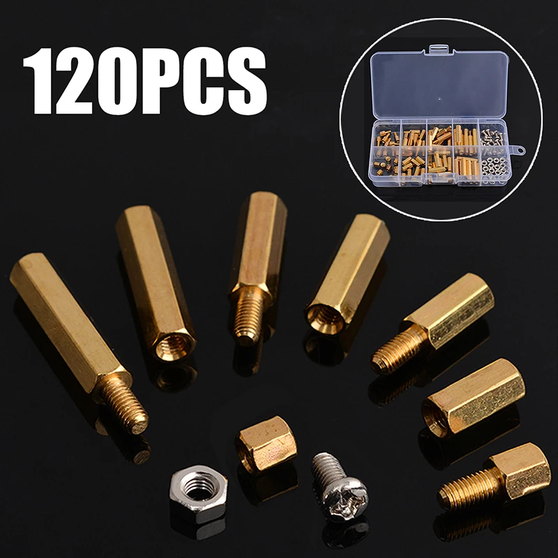 120 шт. M3 латунные мужские и женские шестигранные разделители набор винтовых гаек
