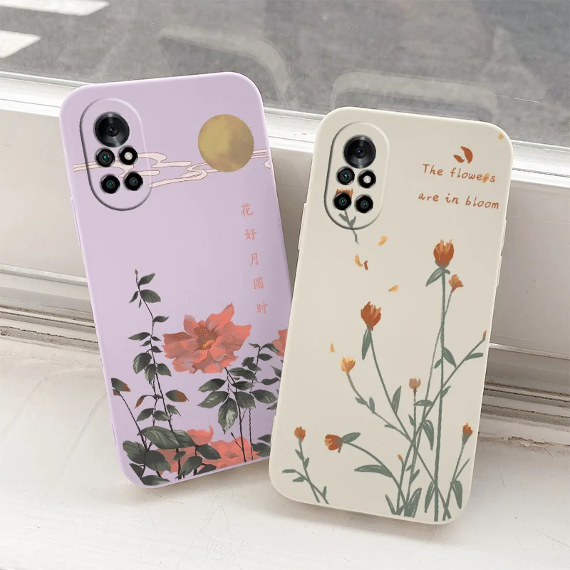

Watercolor Tulip Liquid Silicone Case For Huawei Nova 8 7 Pro SE 6 SE 5 Pro 5Z 5I 5Ipro 5T 4 4E Soft Phone Back Cover