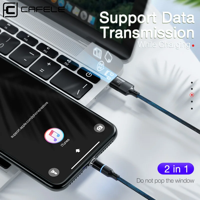 Cafele новейший светодиодный QC3.0 Магнитный USB кабель для IPhone Micro type C плетеный