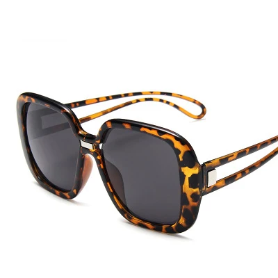 leopard Квадратные большие женские очки Роскошные брендовые дизайнерские солнцезащитные очки Женские винтажные солнцезащитные очки в стиле ретро очки gafas de sol mujer - Lenses Color: leopard