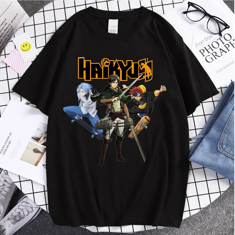 

Hot Sale Tees Haikyuu Jujutsu Kaisen Sk8 The Infinity Attack on Titan Fashion Trend Brand Summer Couple T-shirts Popular Tshirts