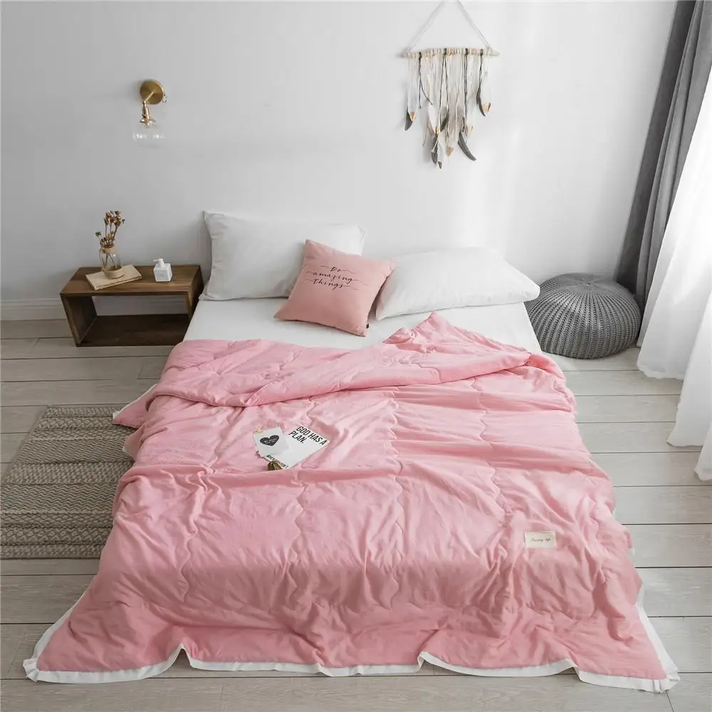 Miglior Copriletto Trapuntato Estivo In Puro Colore Stile Semplice Coperta Trapunta Rosa Copriletto Morbido Twin Full Queen Trapuntatura Lenzuola Solide