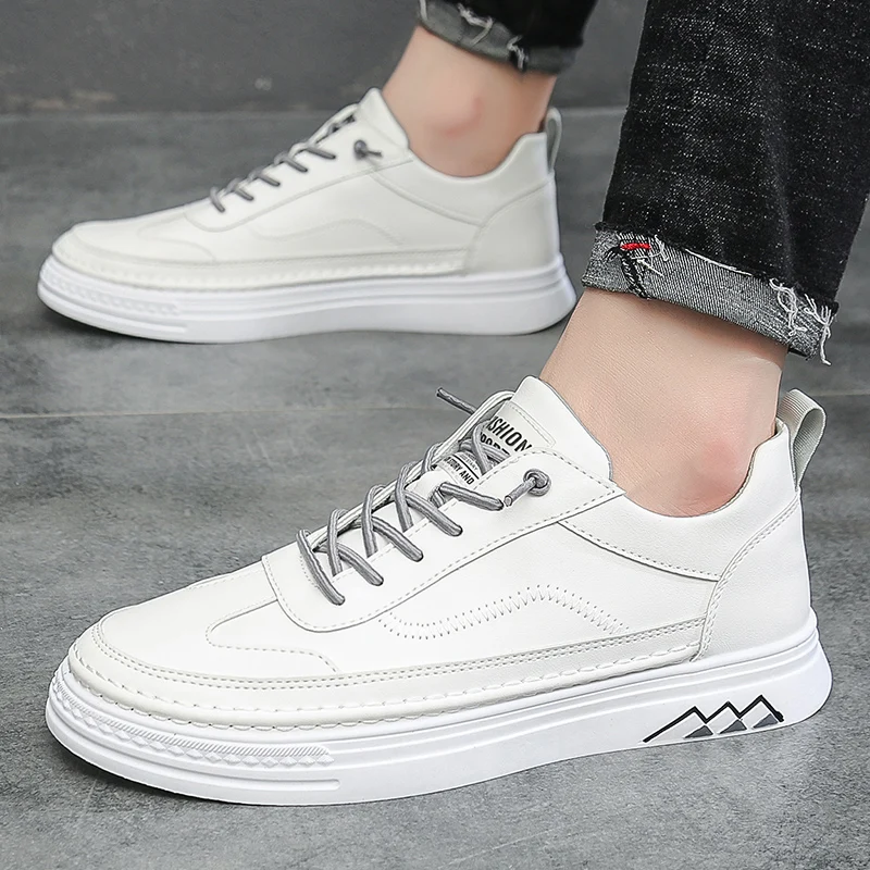 

Autumn 2021Men Flats Casual Shoes Black White Pu Leather Shoes For Mens Brand Fashion Walking Shoes Men Cheap Casual Sneaker Man
