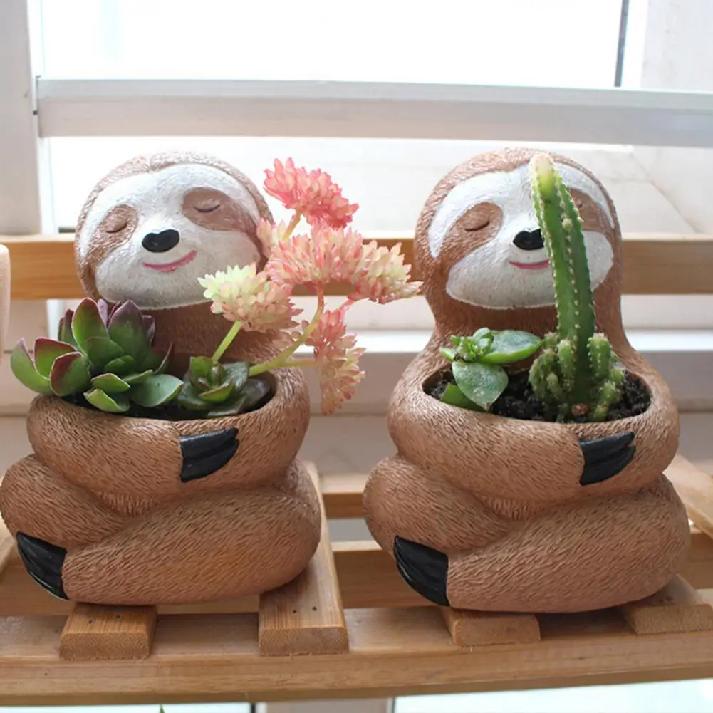 

Anti-fade Resin sloth Cartoon Succulent Flower Pot Home Living Room Decoration Plant Potted Vase Decoration Planter Bonsai Pots