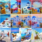 AZQSD 5D алмазная вышивка здание приморский город мозаика алмазная живопись пейзаж Стразы для рукоделия украшение дома