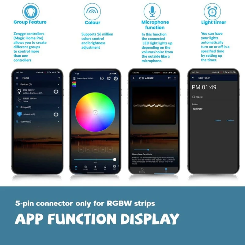 RGBW LED Strip Controller Bluetooth Wifi App Controlled Dimmer Control For Android / IOS System Light Chain | Лампы и освещение