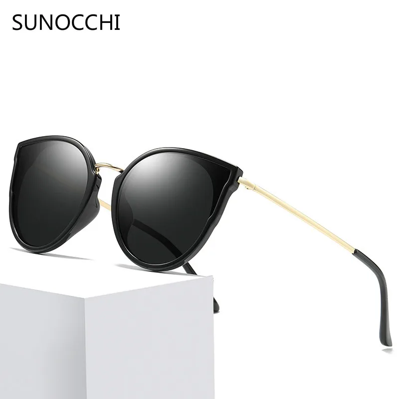 Солнцезащитные очки женские поляризованные винтажные 2019 кошачий глаз розовые