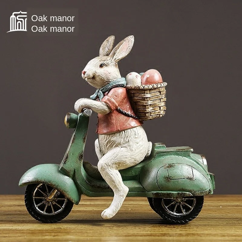 

Environmentally friendly resin creative cute rabbit ornaments high precision grinding tools retro American home decoration acces