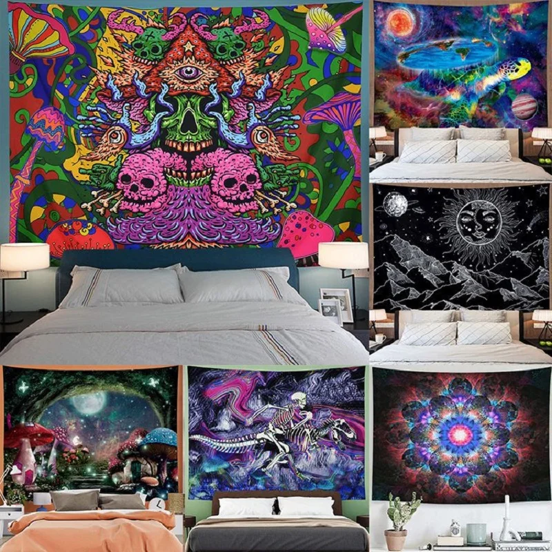 

Skull Abstract Geometry Printing Wall Tapestry Background Cloth Wall Hanging Home Decor Witchcraft Beach Mat 73*95cm GT-0098