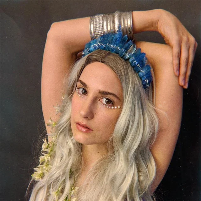 

Rose Gold Wire Wrapped White AB Quartz Crystal Point Headband Crown Fashion Bridal Stainless Steel Tiara Hair Jewelry