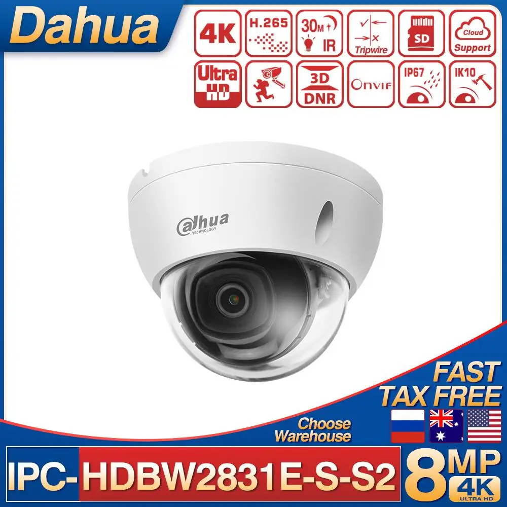 Dahua IPC HDBW2831E S S2 8 Мп IP купольная камера 4K слот для SD карты IK10 IP67 наружная