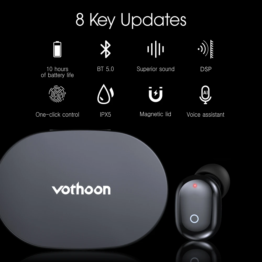 Беспроводные bluetooth-наушники Vothoon наушники F2 с шумоподавлением спортивные двойным