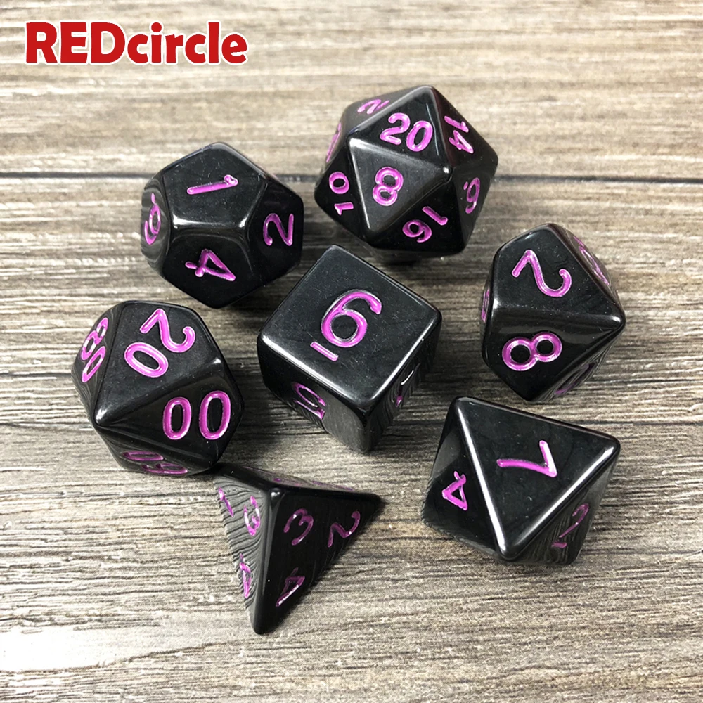 7 шт./компл. многосторонние игральные кости без непрозрачного эффекта D4 D6 D8 D10 D12 D20