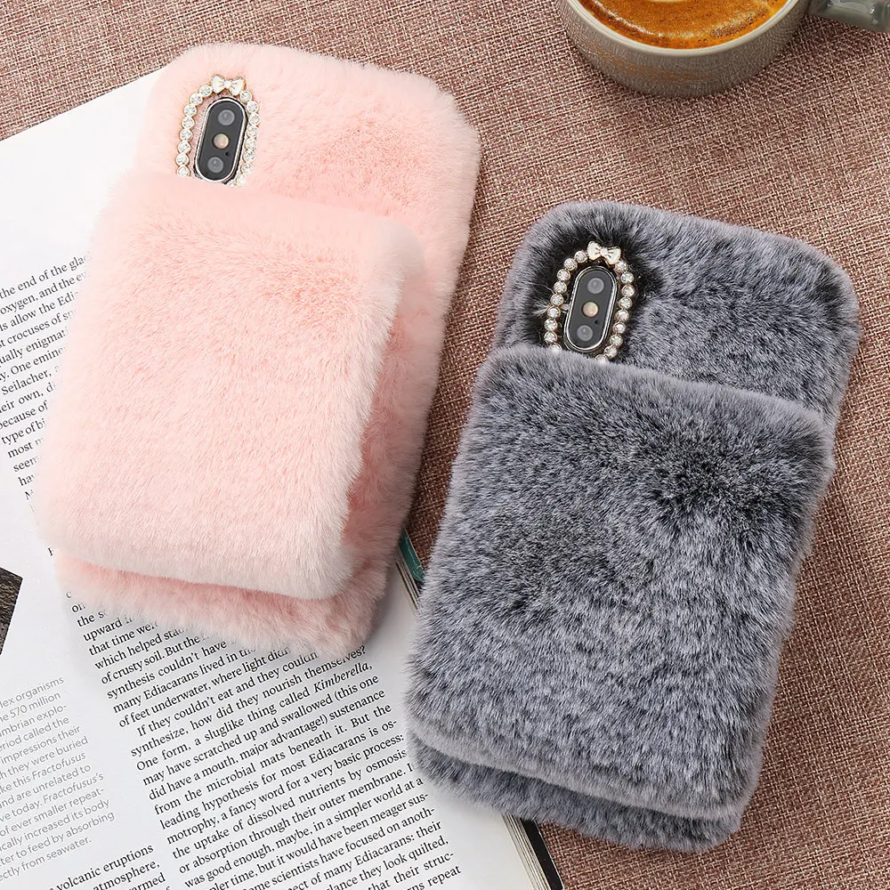 LAPOPNUT Fluffy Fur Soft Case for IPhone 11 Pro Xr X Xs Max 7 Plus 8 6S 6 5 5S SE Luxury Shockproof Bumper Silicone Back Cover |