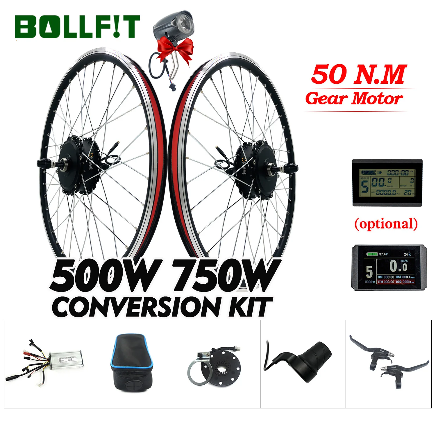

Комплект для переоборудования колес BOLLFIT 36 в 48 в 500 Вт 750 Вт, мотор ступицы заднего хода 26 28 дюймов, электрический велосипед с дисплеем LCD3 LCD8H USB