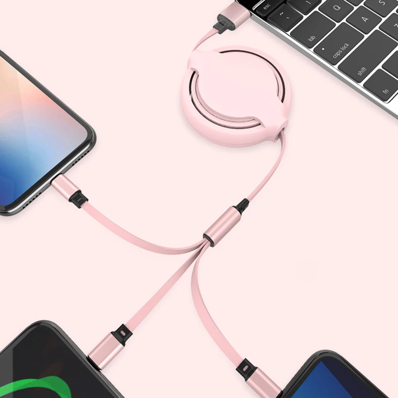 Зарядный кабель Tutew 3 в 1 с Micro USB Портативный Выдвижной USB-кабель Type-c для iPhone