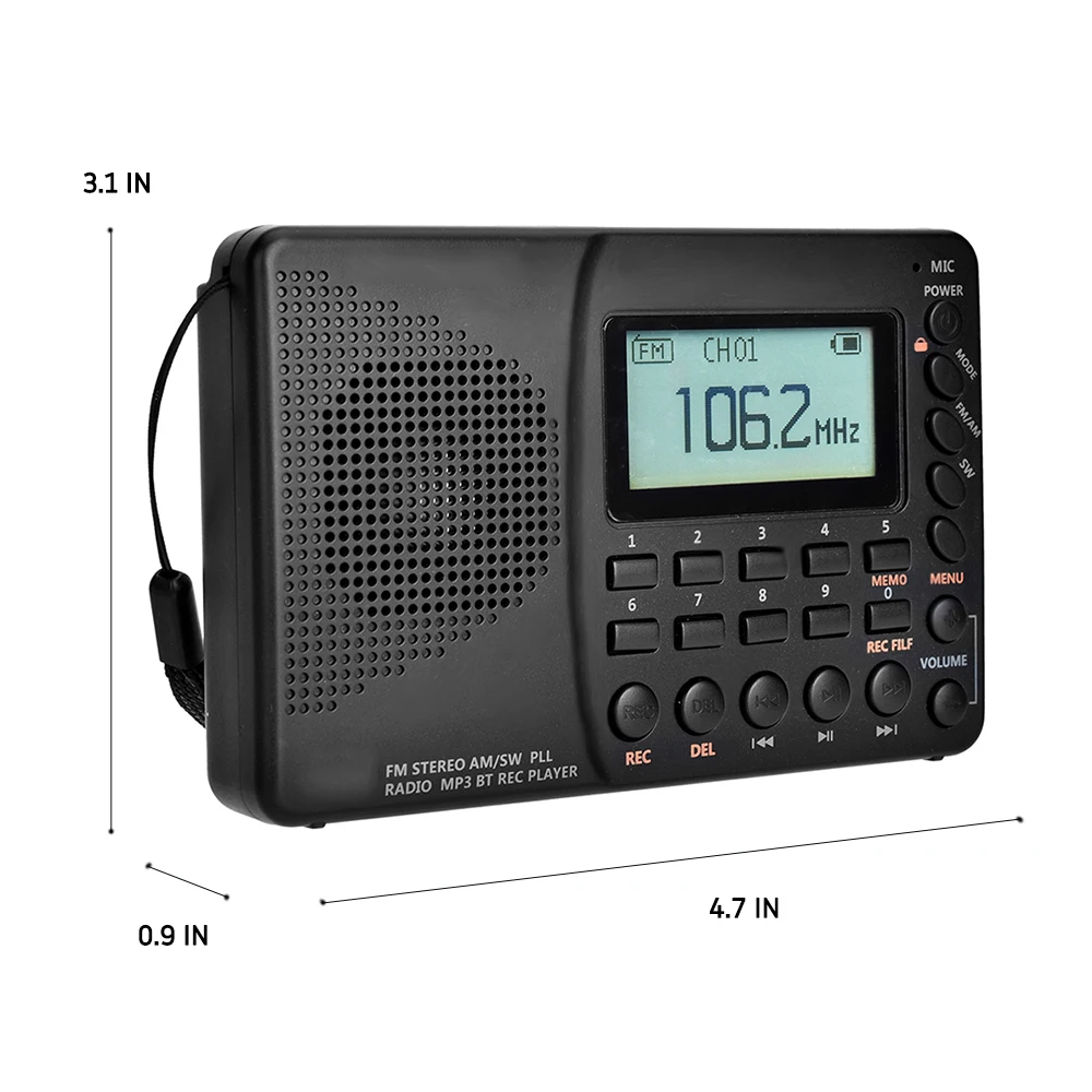 K-603 Полнодиапазонный радио Bluetooth FM AM SW Портативный Карманный Радио MP3 Цифровой REC рекордер поддержка Micro SD TF карты таймер сна
