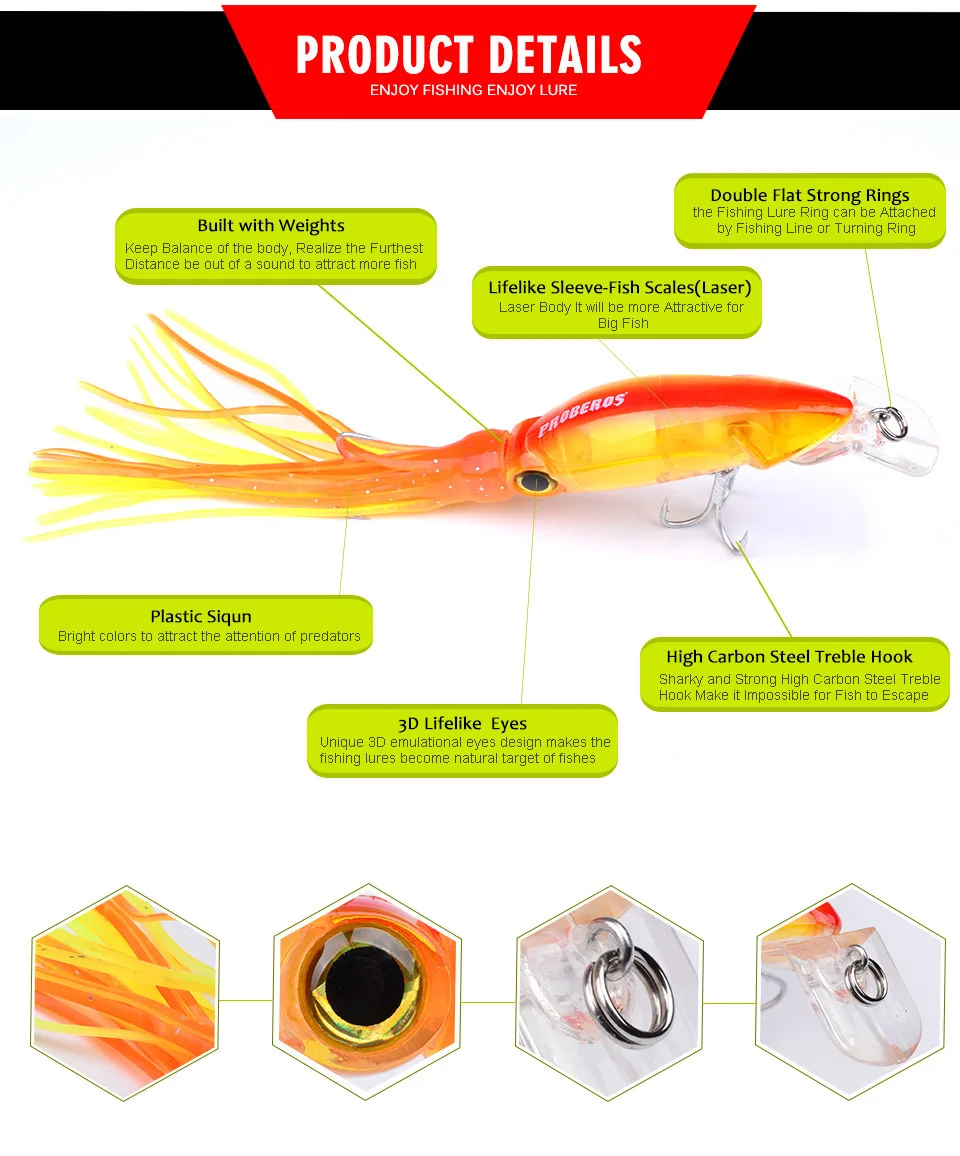 1Pcs 22g/12cm Minnow Fishing lure Squid bait 6 Color High Carbon Steel Hook Octopus Crank For Artificial Tuna Sea Allure Tool | Спорт и