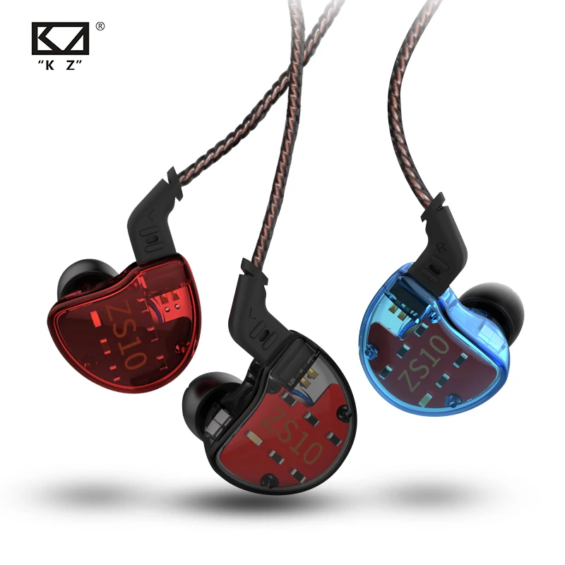 KZ ZS10 auriculares 4BA 1 DD hibrido en el oido Auriculares с глубокими звуковыми сигналами диджейская