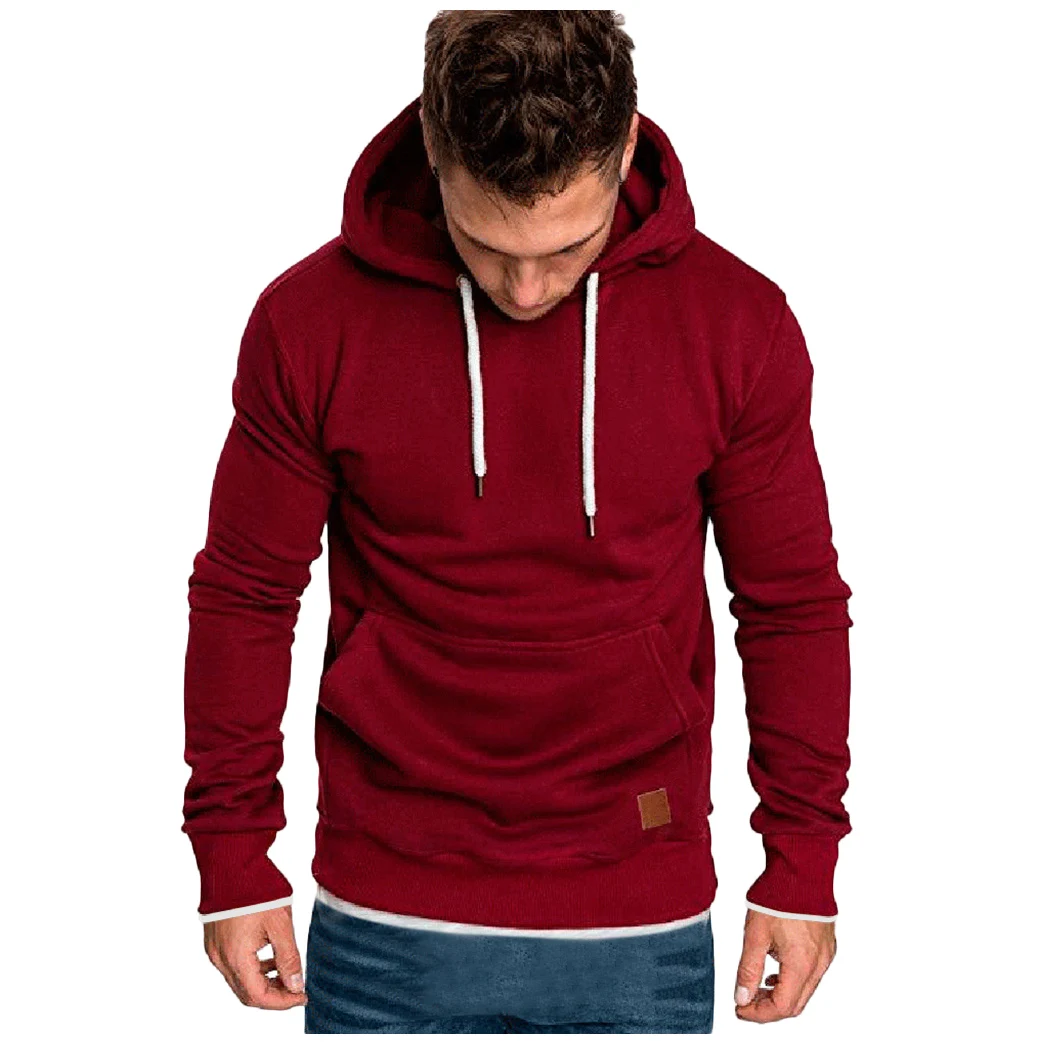 Мужские толстовки с капюшоном приталенный хлопковый свитшот Осень-зима 2019