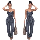 2021 элегантные полосатые сексуальные комбинезоны на бретельках, женские комплекты, повседневный женский трико без рукавов с открытой спиной и бантом