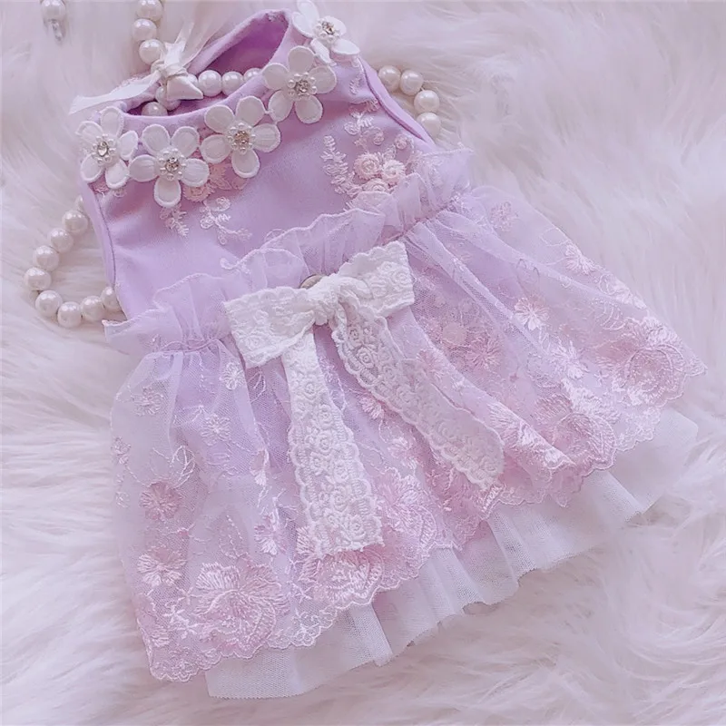 

Cute Lace Dog Dress Summer Pet Clothes Small Dog Clothing Wedding Dresses Cat Yorkshire Pomeranian Poodle Schnauzer Costume