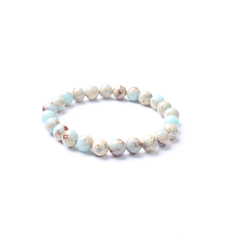 Браслет из натурального камня Lingxiang эластичный разноцветный 6/8 мм для мужчин и