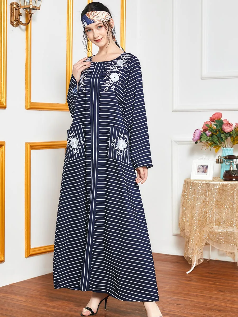 Платье в полоску с длинным рукавом осень/весна|Женские платья| |