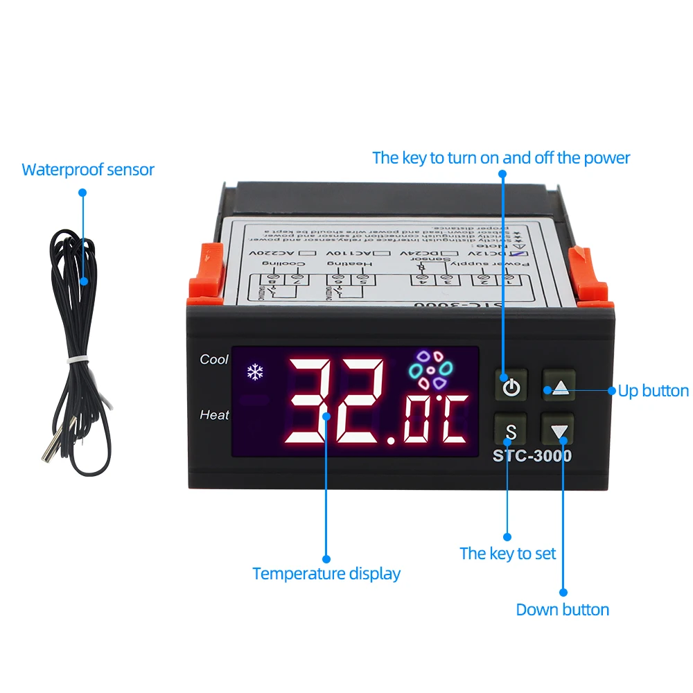 STC-3000 Digital Temperature Controller Thermostat Thermoregulator Sensor Relay Heating Cooling Incubator 40%off | Инструменты