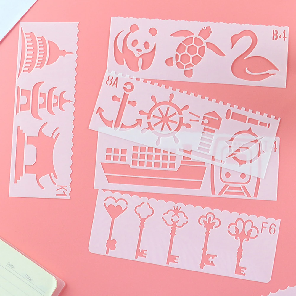 

8Pcs/Set Letters Painting Template Ruler DIY Layering Stencils Scrapbook Coloring Embossing Album Decorative Card Template