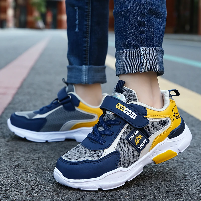 

FEBMOFL Spring /Autumn 2021 New Children's Casual Shoes Boy Sneakers Leather Comfortable Big Boy Mesh Sports Running Shoes