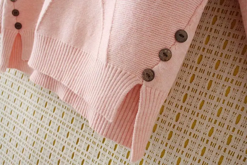 Плюс размер Кнопка o-образным вырезом шерсть женские свободные свитера 2020 новые