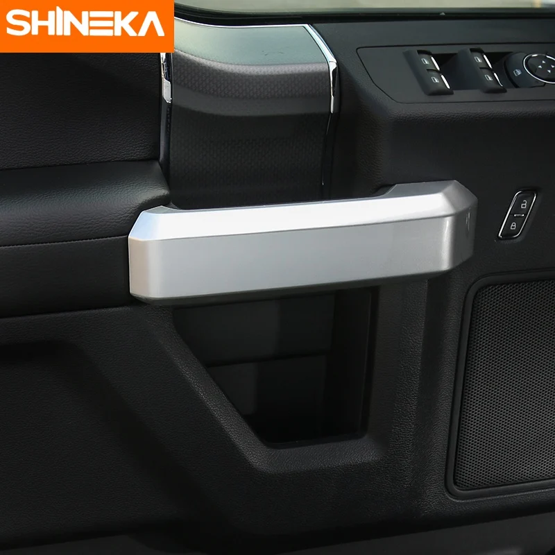SHINEKA автомобильный Стайлинг ABS Внутренняя крышка внутренней дверной ручки отделка полосы стикер комплект для Ford F150+ Высокое качество - Название цвета: Silver