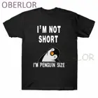 Женская футболка с забавным пингвином I'm Not Short I'm Penguin, модная одежда в стиле Харадзюку, смешные футболки, Хлопковая женская футболка с круглым вырезом
