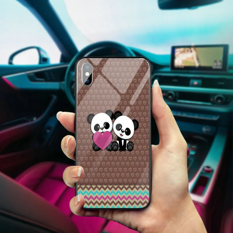Забавные мультяшные панды любовь сердце для iPhone X XR XS 11 Pro Max 10 7 5 детской SE 6 6S 8 Plus