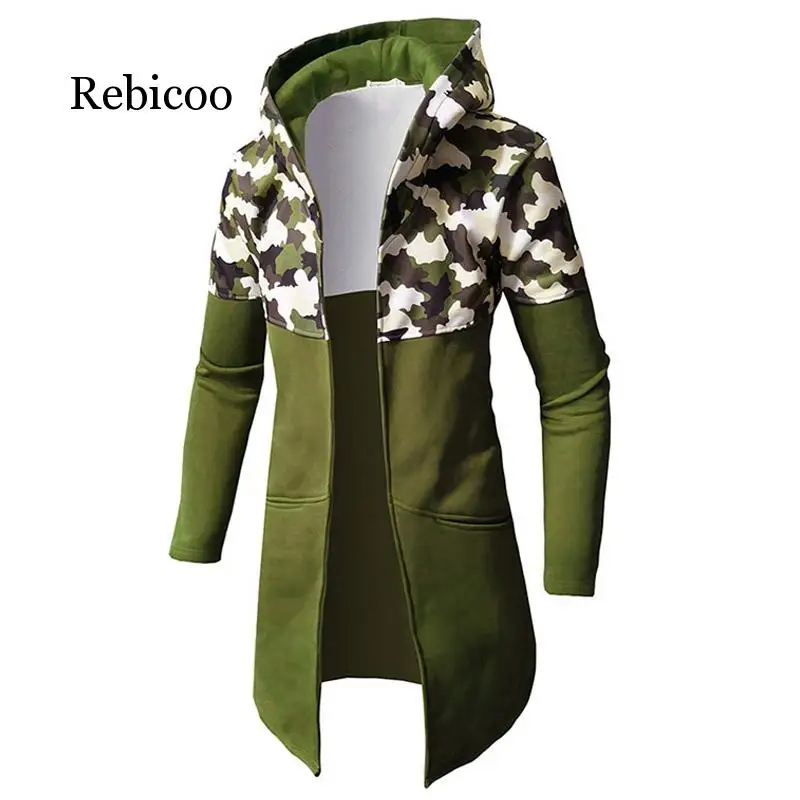 

Winter Hoodie Sweatshirt Men Casual Camouflage Cardigan Long Sleeve Mens Hoodies Sweatshirts Long Coat Jacket Sweat Homme